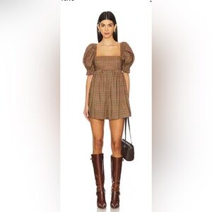 NWT Selkie the Bunny romper in pheasant brown plaid XL